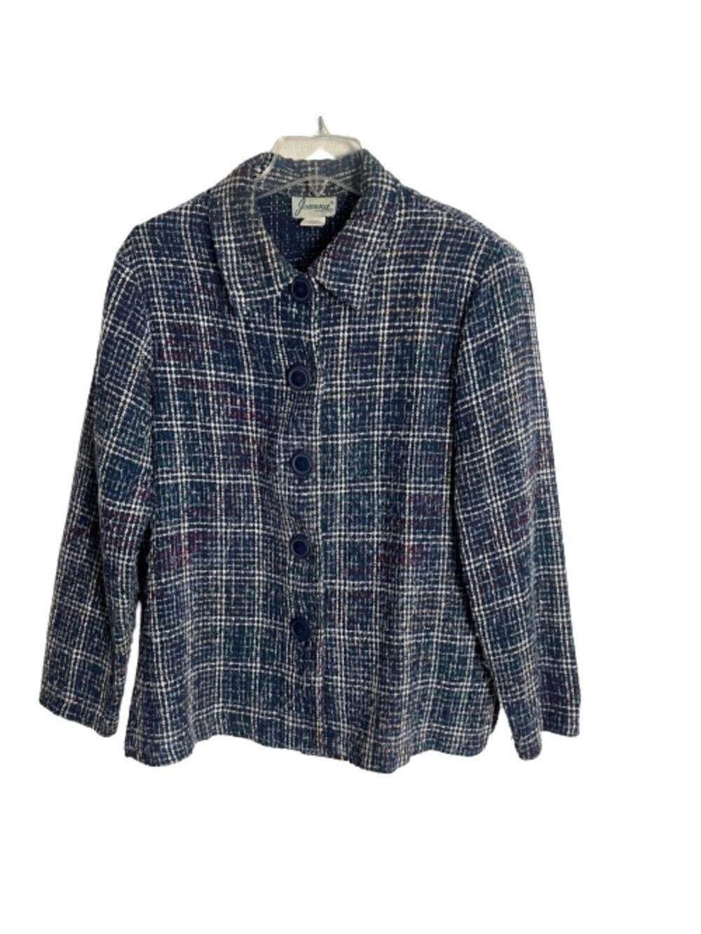 Women’s Joanna Vintage 90’s Blue Lightweight Wool Blazer Size Large!